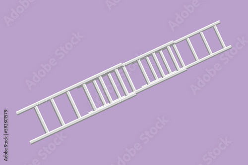 Character flat drawing metal ladder logo, icon. Steel fire sliding stepladder. Professional auxiliary equipment for firefighter truck. Emergency service instrument. Cartoon design vector illustration