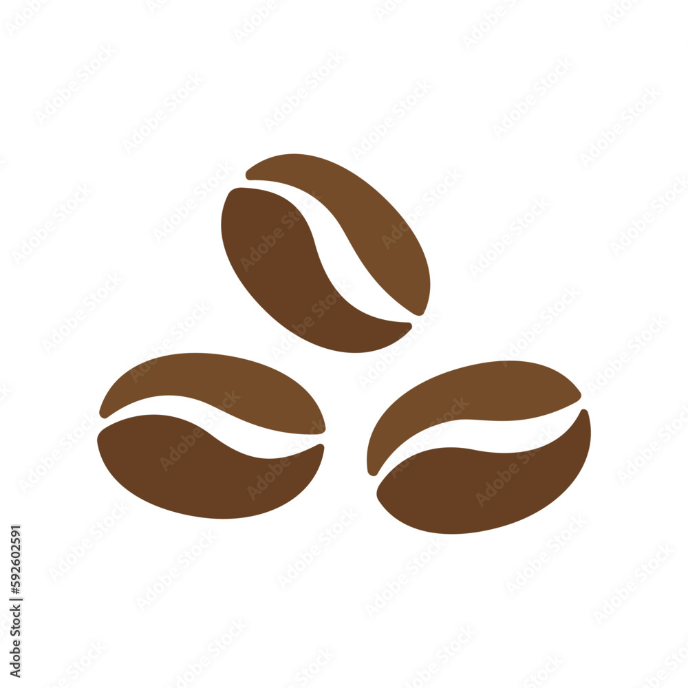 Obraz premium Coffee beans icon isolated flat design vector illustration.