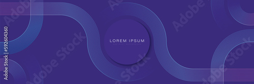 Abstract wide banner background with circles lines. Geometric stripe line art design. Modern blue and pink gradient lines. Futuristic concept. Suit for poster, banner, cover, header, website