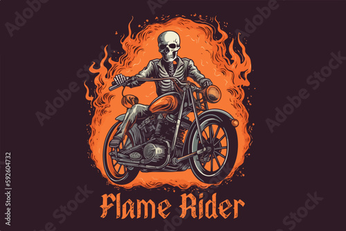 Skeleton on a bike vector vintage illustration for t-shirt.