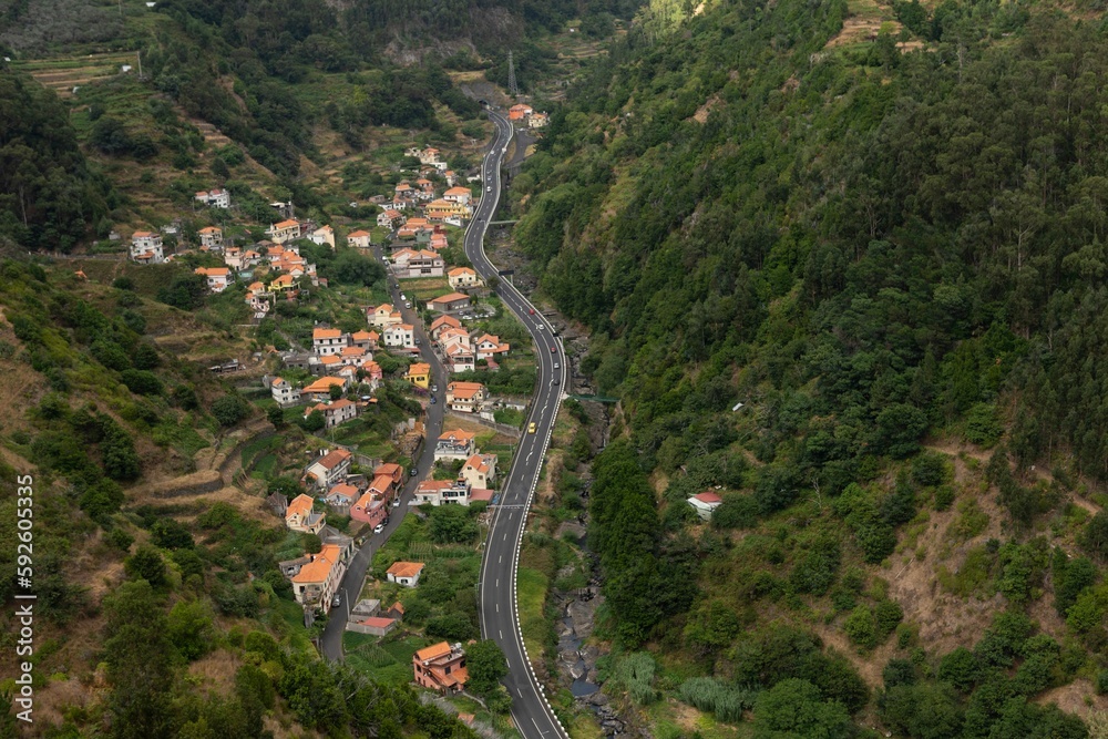 Aerial view of the Madeira cityscape in Portugal