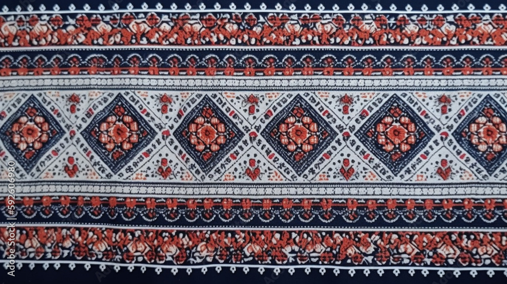 traditional belgian patterned fabric. top view