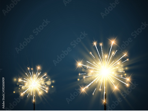 Vector illustration of sparklers on a transparent background. 