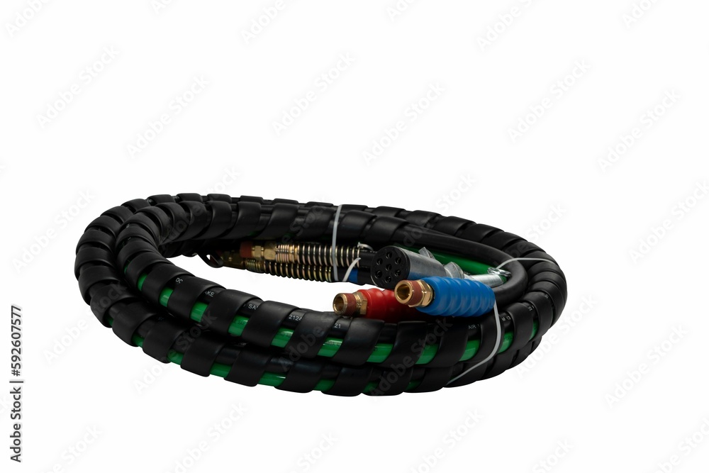 Closeup shot of the Semi Truck Air Hose Kit isolated on the white background Closeup shot of the Semi Truck Air Hose Kit isolated on the white background