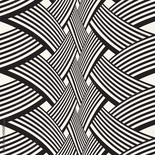 Monochrome Variegated Textured Interlacing Stripes Pattern
