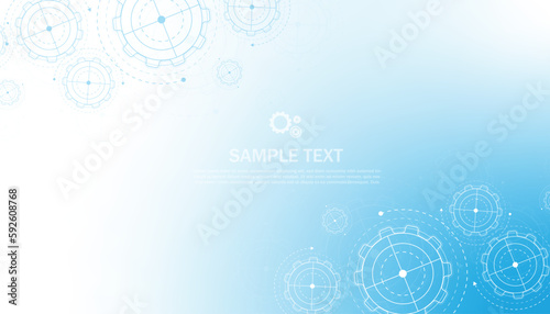 Abstract futuristic Cog Gear Wheel with arrows on  blue color background. with Vector illustration gear wheel  Hi-tech digital technology and engineering  digital telecom technology concept.