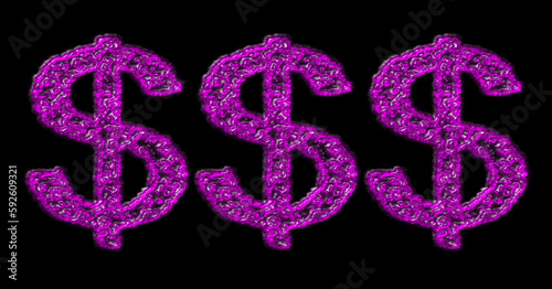 Abstract vector illustration of a dollar sign made of violet glass