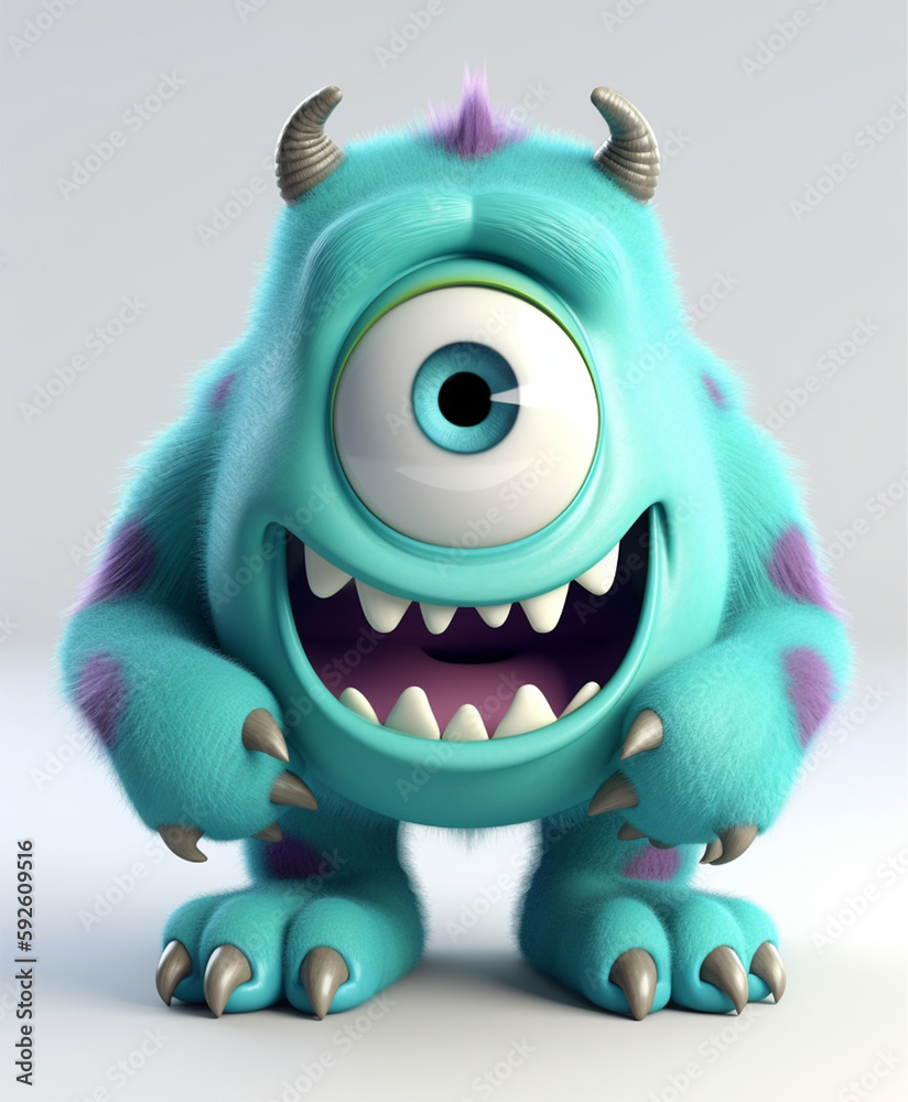 blue cute monster character, 3d animation, isolated on white background, generative ai blue cute monster character, 3d animation, isolated on white background, generative ai
