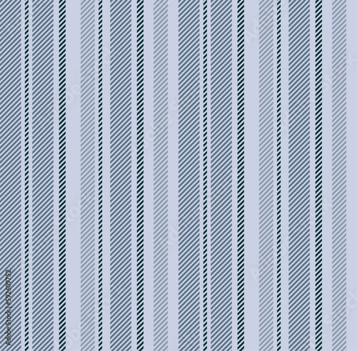 Geometric stripes textile background. Vector seamless pattern in blue gray colors. Striped fabric texture.