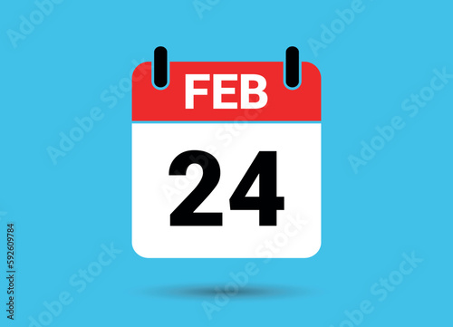 24 February Calendar Date Flat Icon Day 24 Vector Illustration