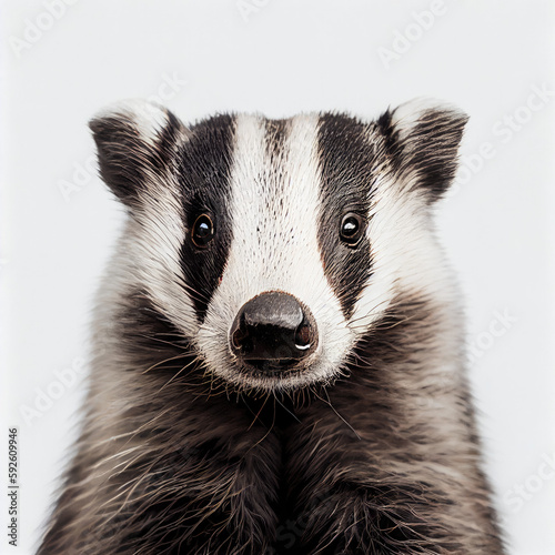 Photo Adult badger portrait isolated on a white background