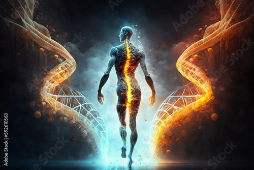 Fototapeta genetic modification of DNA. Immortal life concept.