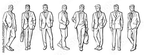 Line Drawing Illustration of Handsome Young Man In Smart Casual Wear. Outline drawing for coloring