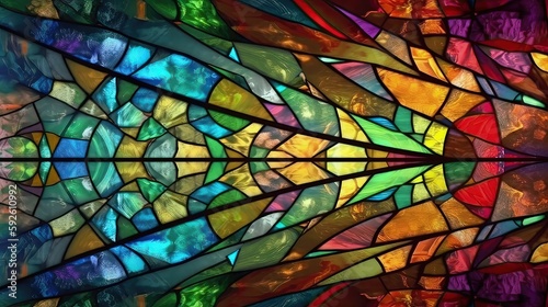 The abstract stained glass background showcases a stunning combination of vibrant and pastel colors. Generated by AI.
