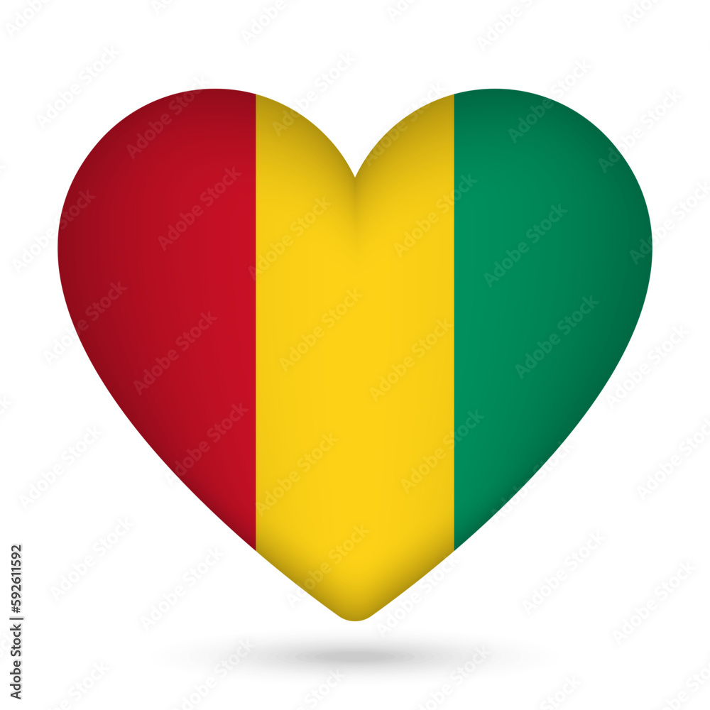 Guinea flag in heart shape. Vector illustration. Guinea flag in heart shape. Vector illustration.