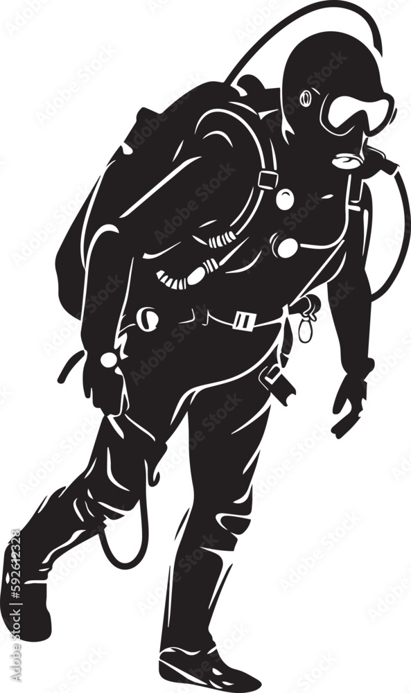 Fototapeta premium Diving emblem, Underwater swimming and spearfishing, Vector illustration, SVG