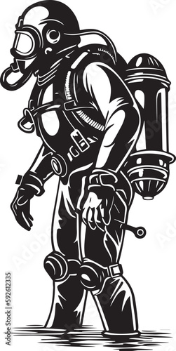 Diving emblem, Underwater swimming and spearfishing, Vector illustration, SVG