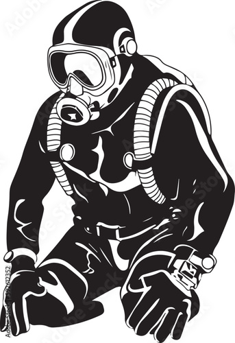 Diving emblem, Underwater swimming and spearfishing, Vector illustration, SVG