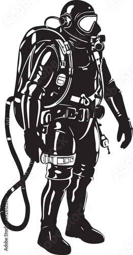Diving emblem, Underwater swimming and spearfishing, Vector illustration, SVG
