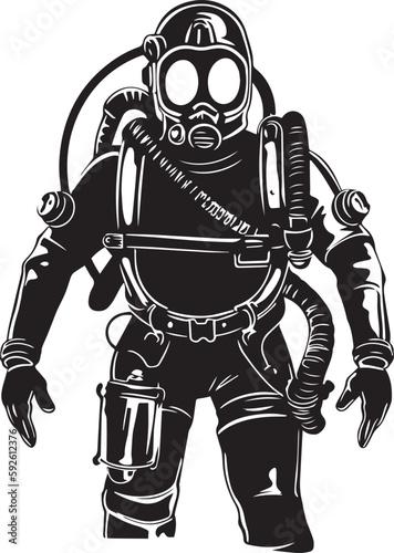 Diver , Diving emblem, Underwater swimming and spearfishing, Vector illustration, SVG