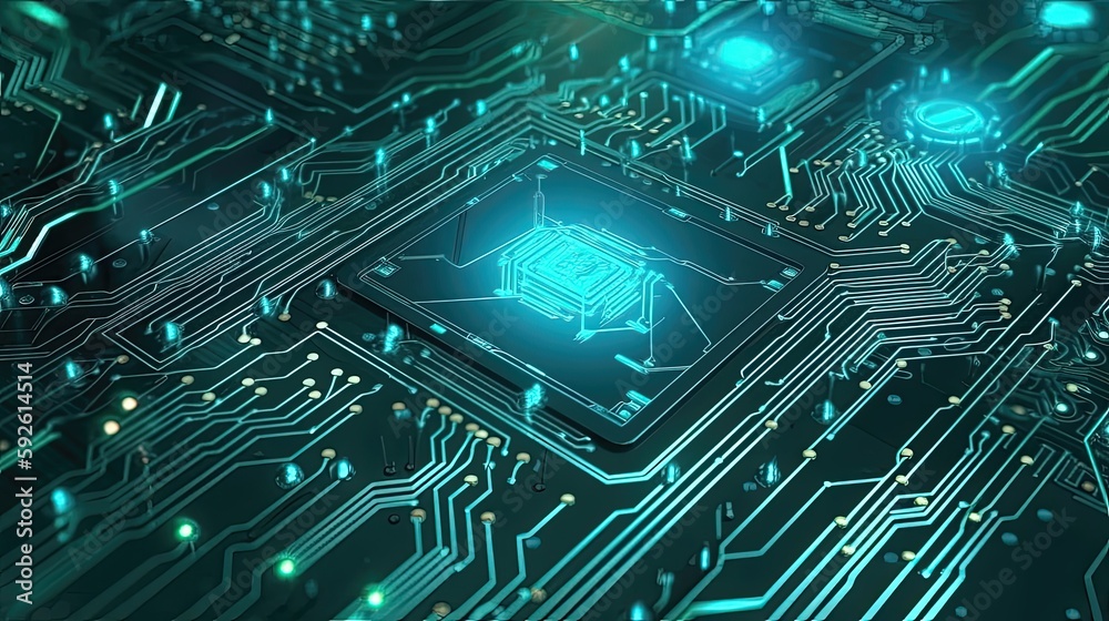 A digital abstract background with a circuit board motif, featuring glowing electronic components and a futuristic, high-tech feel. Generated by AI. A digital abstract background with a circuit board motif, featuring glowing electronic components and a futuristic, high-tech feel. Generated by AI.