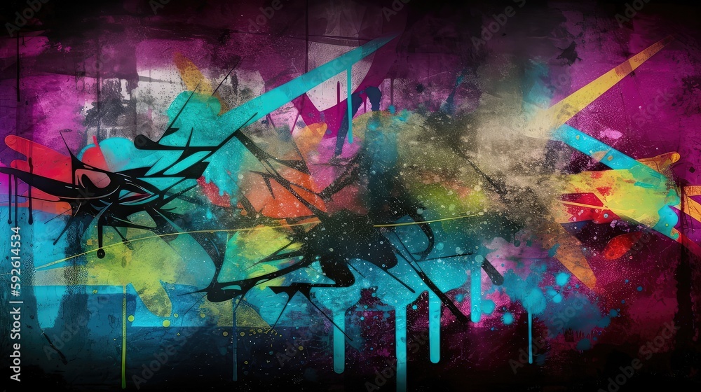 Abstract graffiti background with bold, vibrant spraypaint colors and