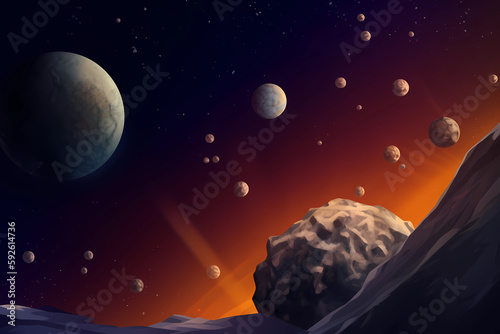 Asteroid Day concept illustration, Generative AI