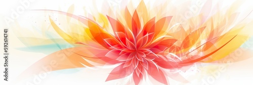 Banner einer abstrakten, hellen, roten Blüte (Generative AI)