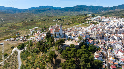 vista aérea del pueblo de Alozaina en la comarca del parque nacional sierra de las Nieves, Andalucía photo