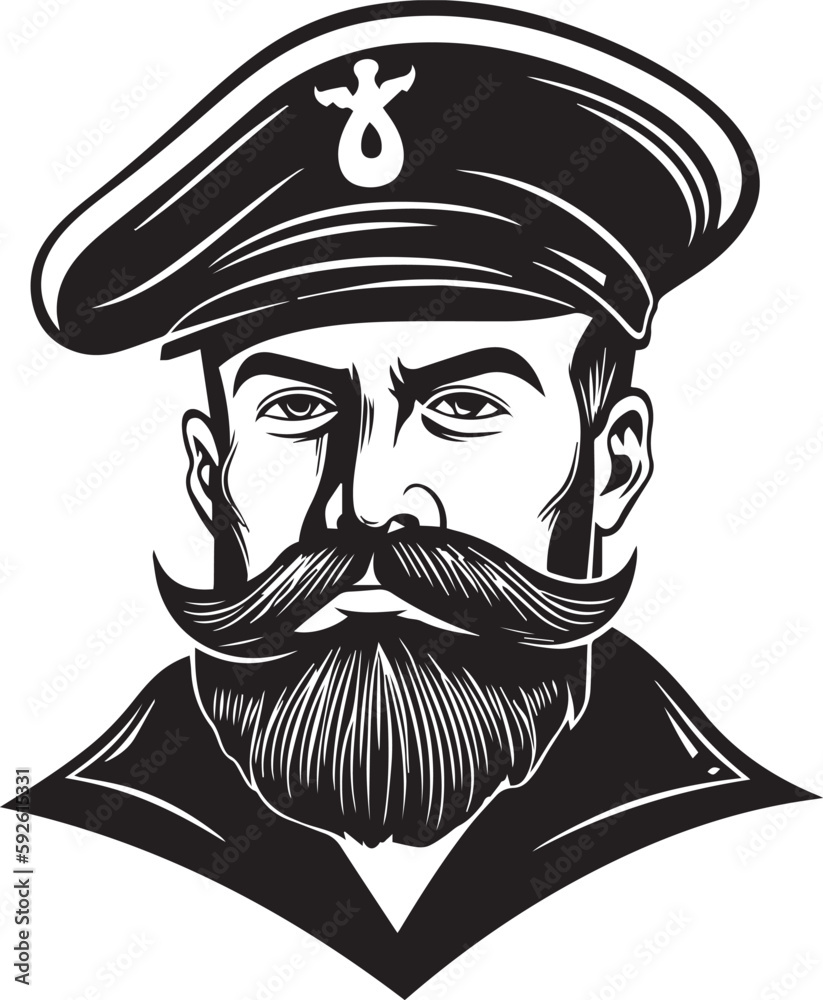  Sailor captain isolated vector illustration, SVG
