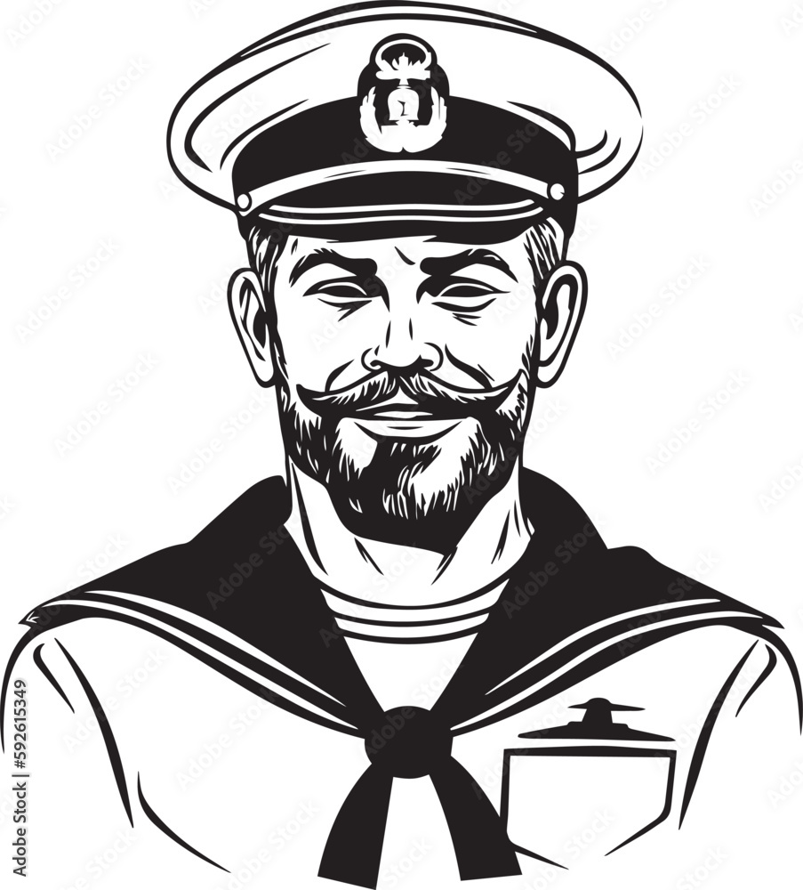 Sailor captain isolated vector illustration, SVG Sailor captain isolated vector illustration, SVG