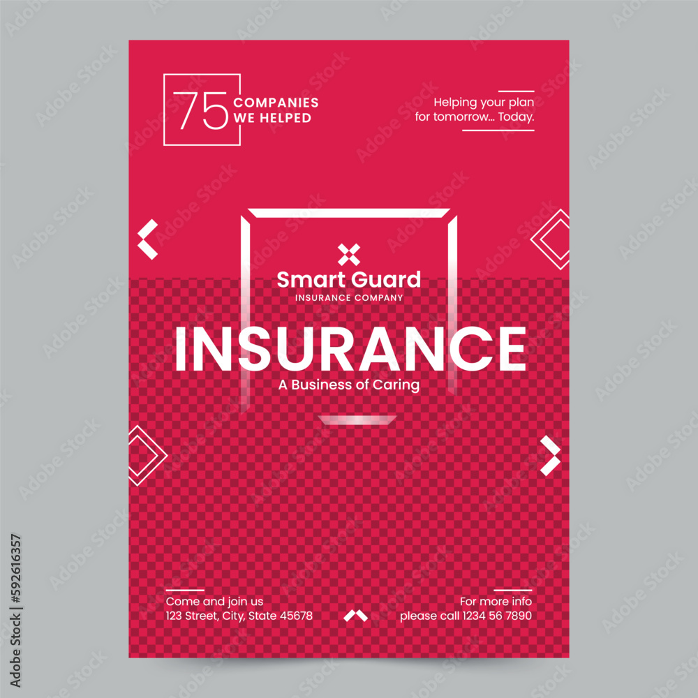 Insurance Agency Company Flyer Template. A clean, modern, and high-quality design of Flyer vector design. Editable and customize template flyer