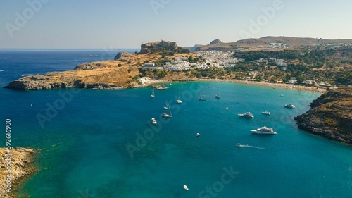 Aerial view of the Rhodes island at daytime in Greece