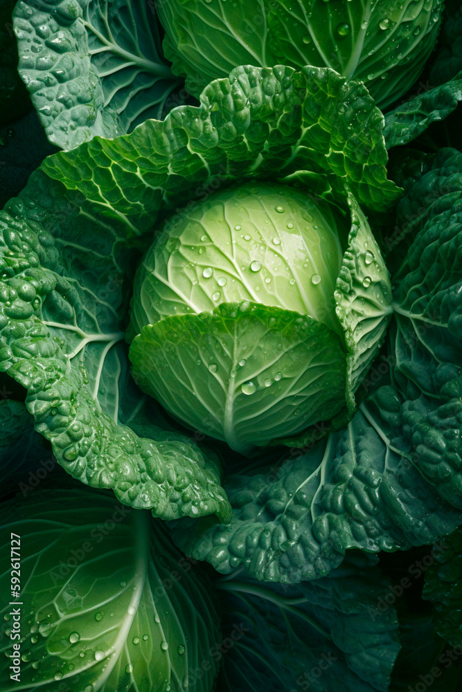 Obraz premium Fresh Cabbage (Generative Ai)