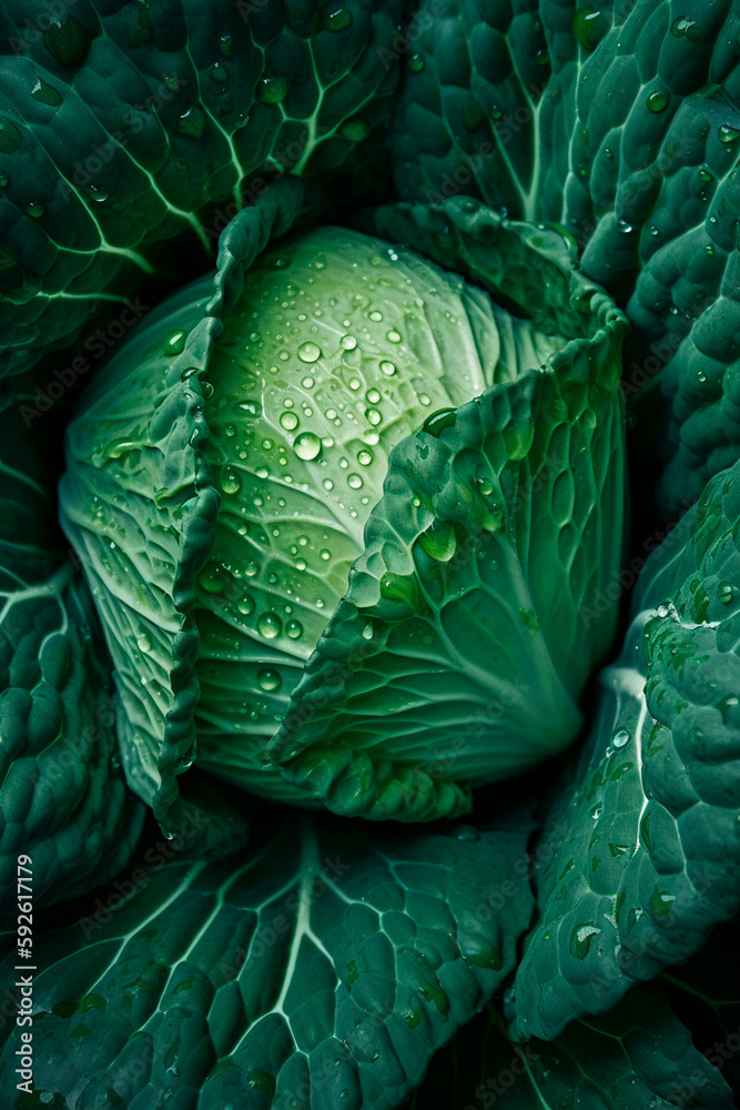 Obraz premium Fresh Cabbage (Generative Ai)