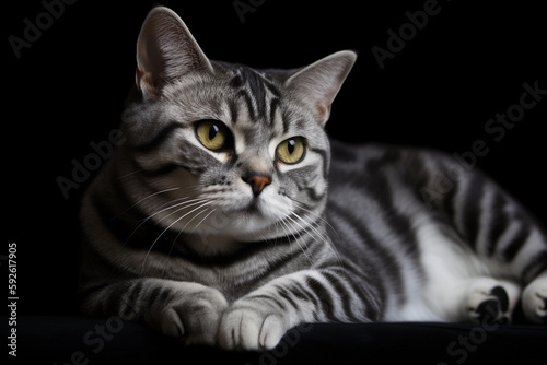 Beautiful American Shorthair Cat, Generative AI © Andrii Fanta