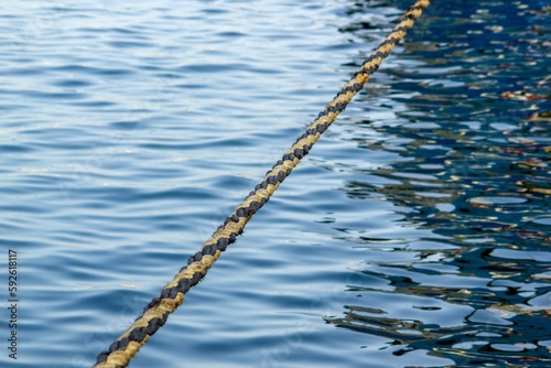 Closeup of a Berthing Rope on the water