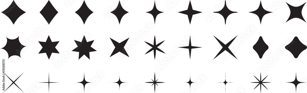 Obraz premium Sparkle icon vector set. Star icons.black.