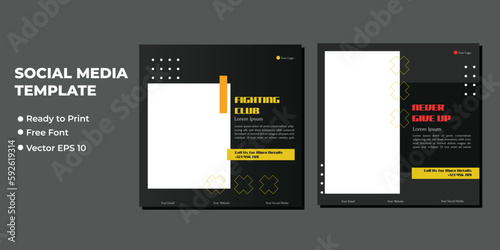 Fitness gym social media post square banner template for fitness studio promotion