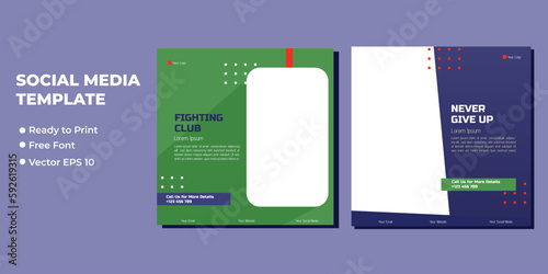 Fitness gym social media post square banner template for fitness studio promotion