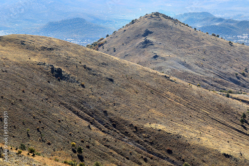 Aerial shot of mountain landscape.mountain peak and landscape