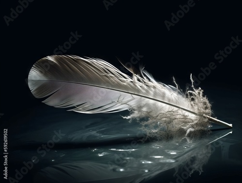 A single feather floating in mid-air