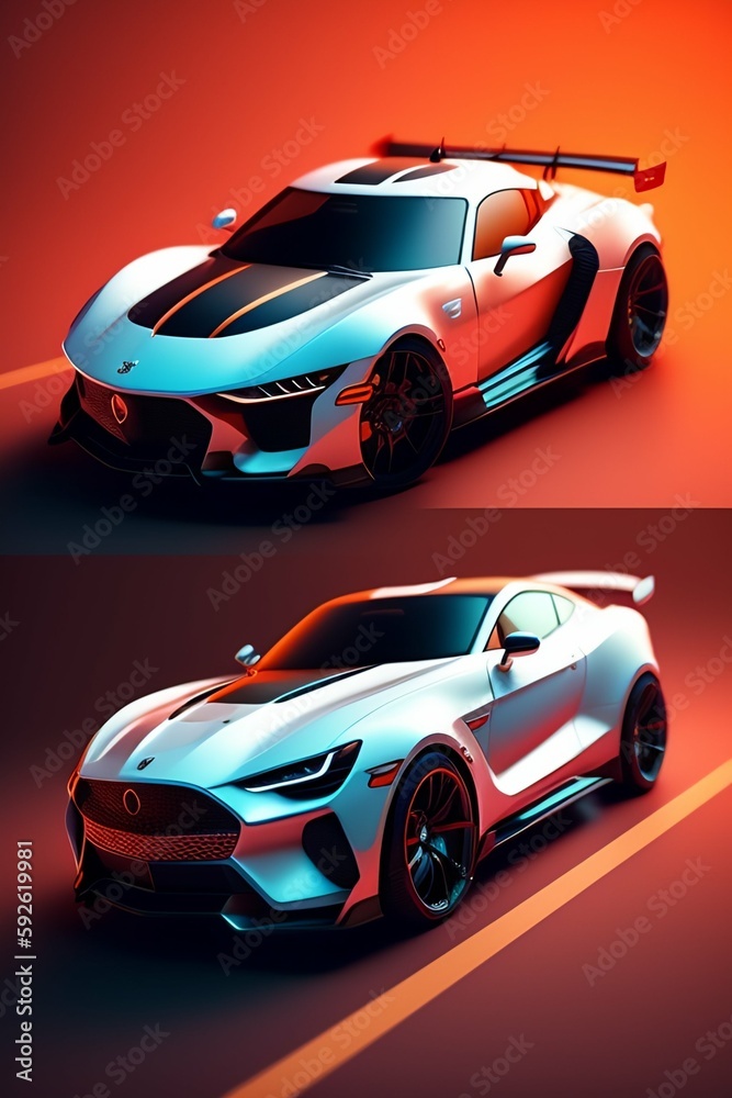 Naklejka premium red racing car