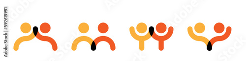 Teamwork concept line icons set illustration