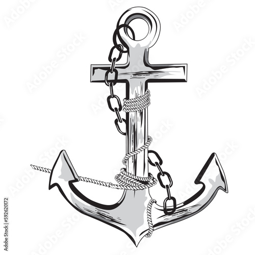 Anker maritim mit Seil und Kette