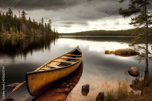 canoe algonquin lake park illustration generative ai