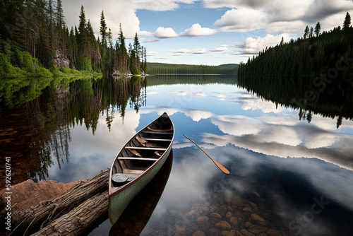 canoe algonquin lake park illustration generative ai photo