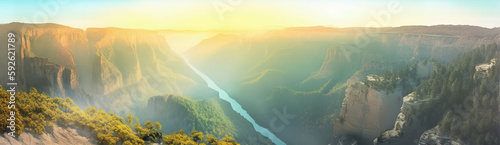 Sunrise from the top of a canyon 2｜Generative AI