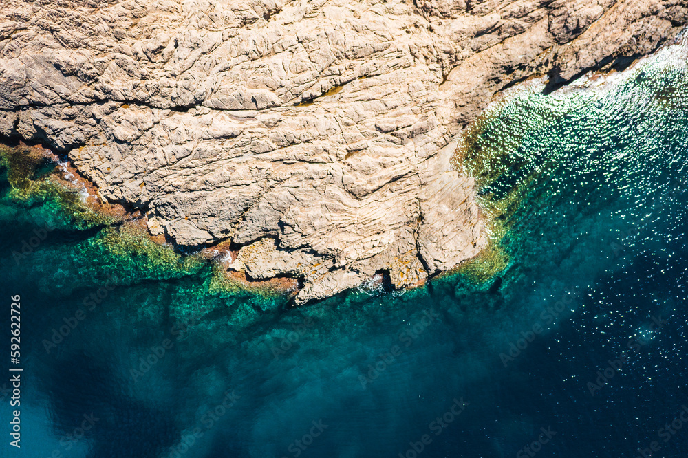 Rocky coastline in Mallorca, Spain.