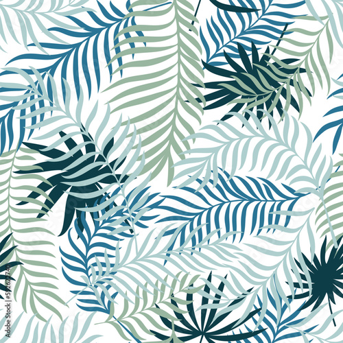 Seamless pattern with tropical palm leaves. Modern botany background for textile, fabric, wallpaper, wrapping, gift wrap, paper, scrapbook and packaging. Vector illustration